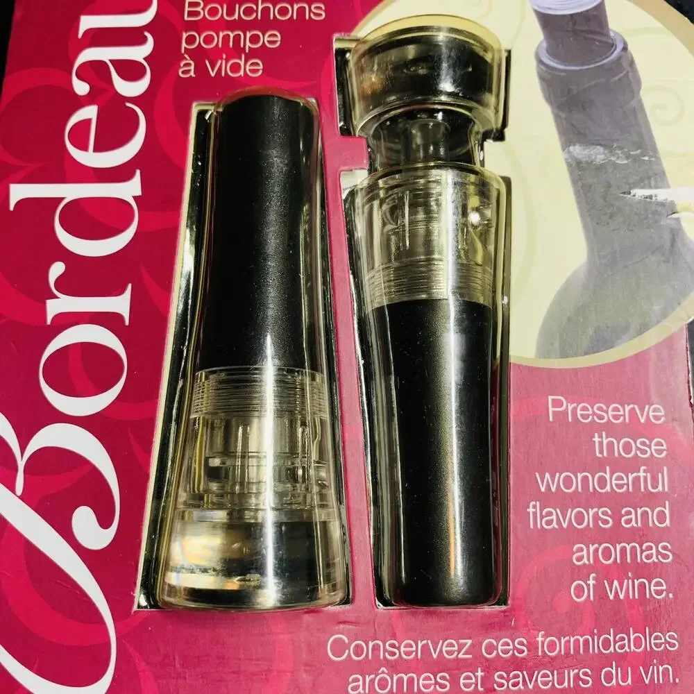 Bordeaux Vacuum Pump Stoppers Reseal Unfinished Wine Bottles New Sealed